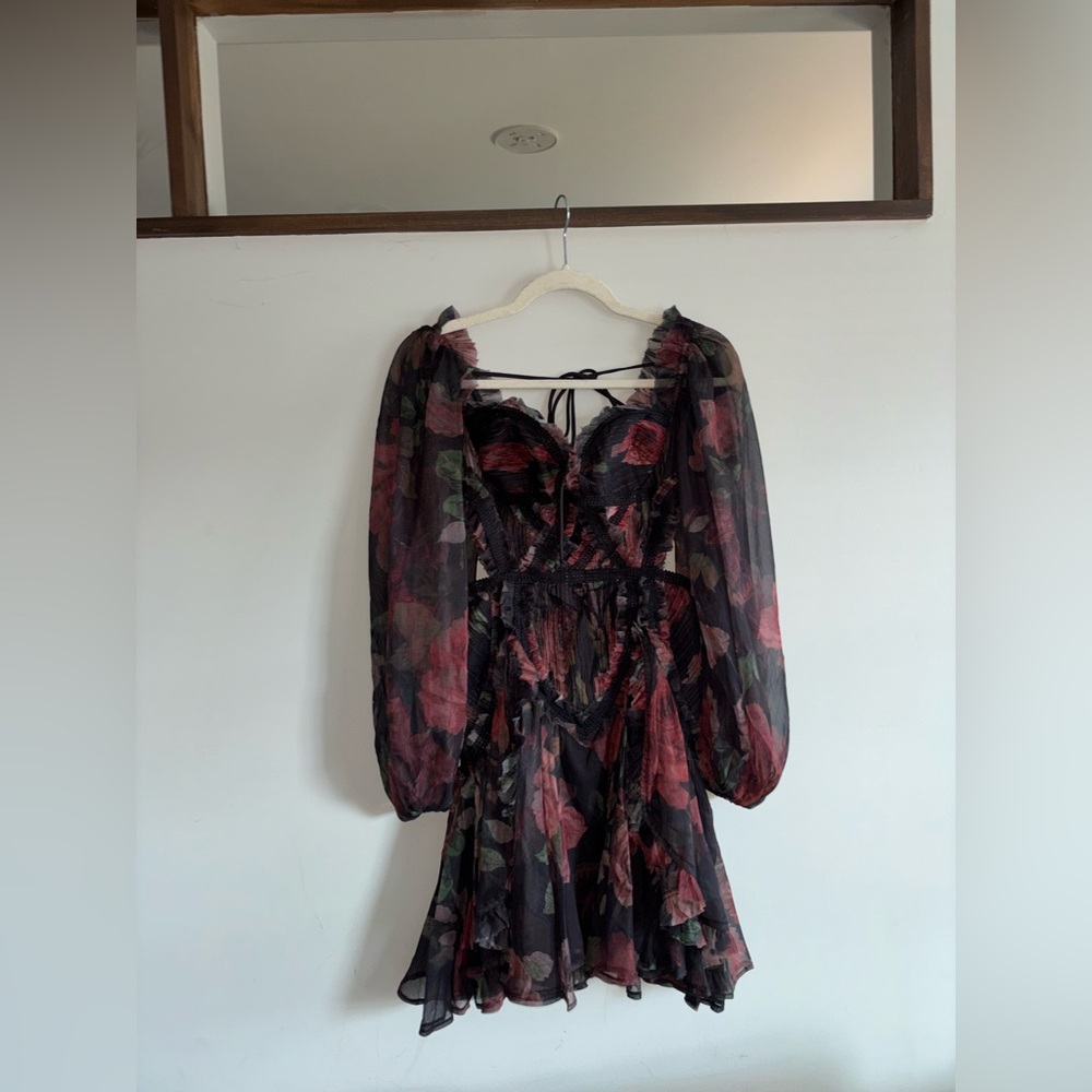 Floral Black and Red Women's Dress